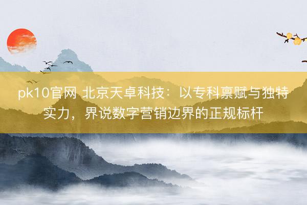 pk10官网 北京天卓科技：以专科禀赋与独特实力，界说数字营销边界的正规标杆