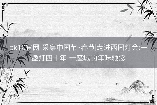 pk10官网 采集中国节·春节|走进西固灯会:一盏灯四十年 一座城的年味驰念