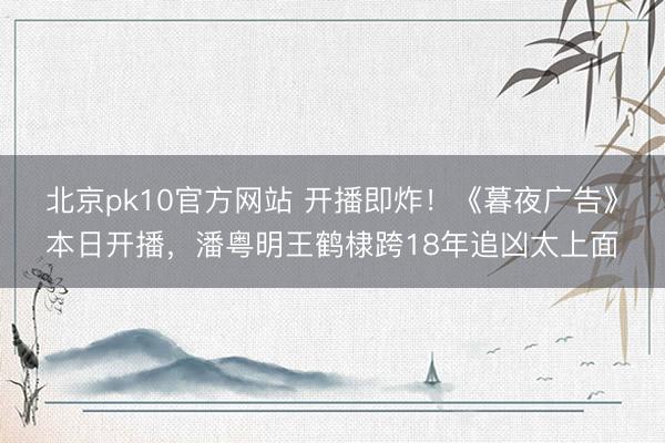 北京pk10官方网站 开播即炸！《暮夜广告》本日开播，潘粤明王鹤棣跨18年追凶太上面